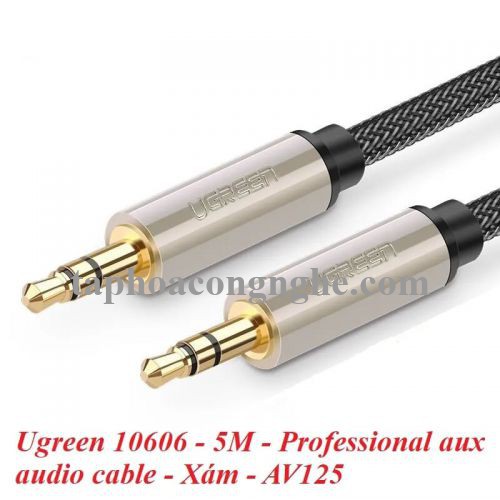 Ugreen 10606 5M màu Đen Cáp âm thanh 2 đầu 3.5mm dương cao cấp AV125 30010606